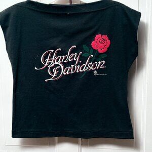 Harley-Davidson vintage black crop top featuring the classic rose graphic.